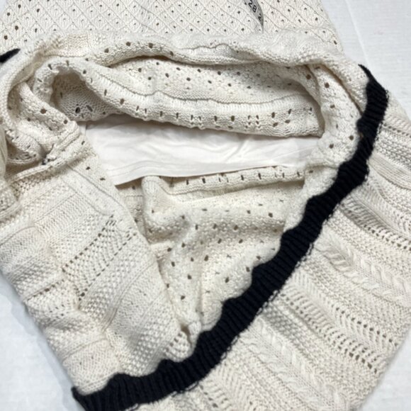 Olive + Oak Dress Womens L Ivory Crochet Knit Contrast Trim Maxi Boho Hippie - Picture 8 of 12